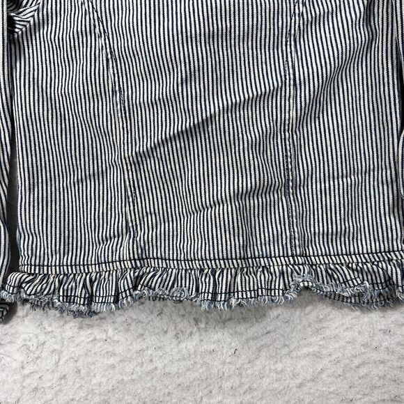 Disney D-Signed Girls Large Blue & White Striped Button Front Denim Jacket - Picture 11 of 12
